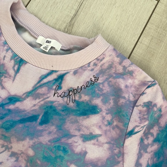 NWT BP Happiness Tie Dye Cropped Crew Blue/Pink/Purple - Picture 2 of 3